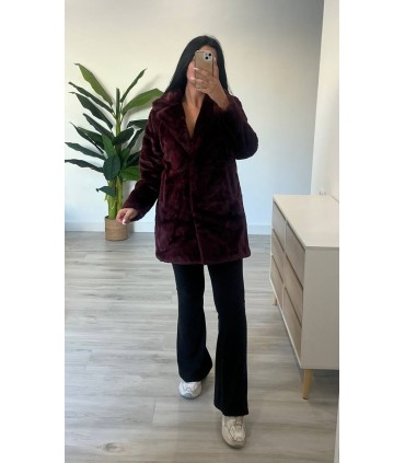 Abrigo pelo luxury burdeos