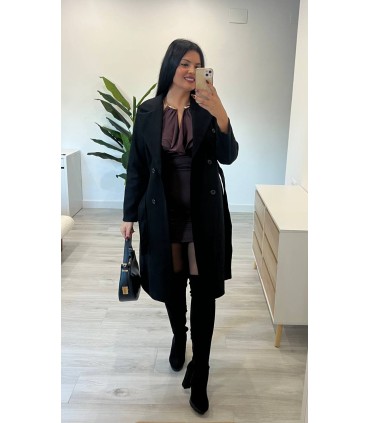 Abrigo largo paño negro