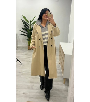 Abrigo largo paño crudo