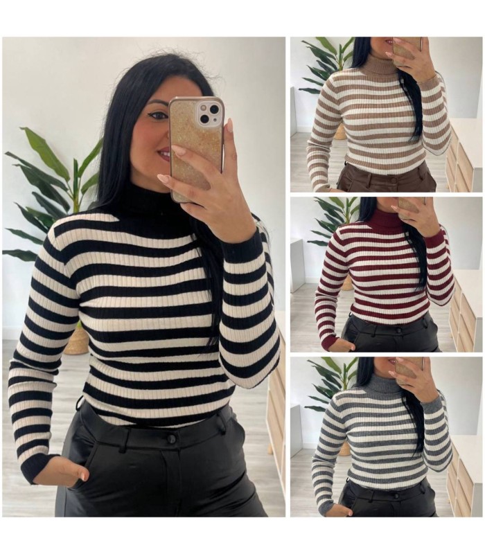 Jersey cuello vuelto rallas