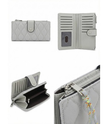 Cartera acolchada gris de varios compartimentos