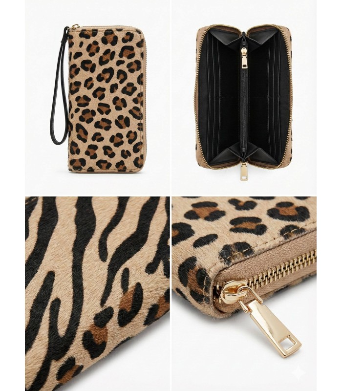 Cartera animal print leopardo camel