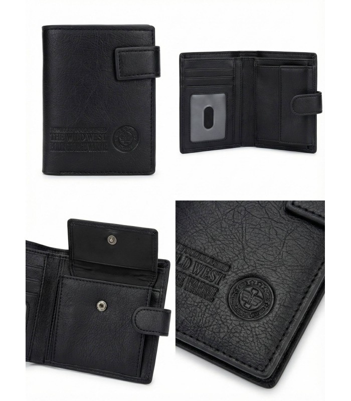 Cartera negra vertical cerrada con broche