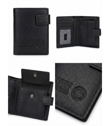 Cartera negra vertical cerrada con broche