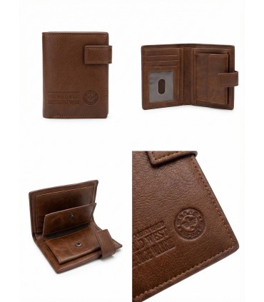 Cartera marrón vertical cerrada con broche