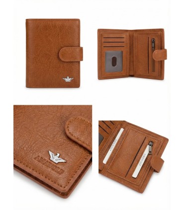 Cartera camel horizontal cerrada con broche