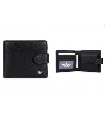 Cartera negra horizontal cerrada con broche