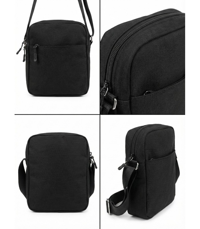 Bandolera negra 3 cremalleras