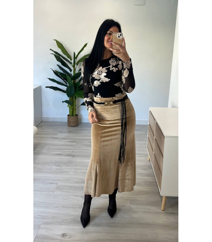 Falda terciopelo cruda