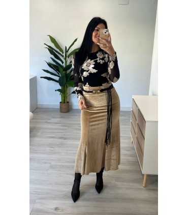 Falda terciopelo cruda