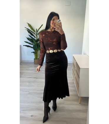 Falda terciopelo marrón