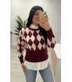 Jersey rombos botones burdeos