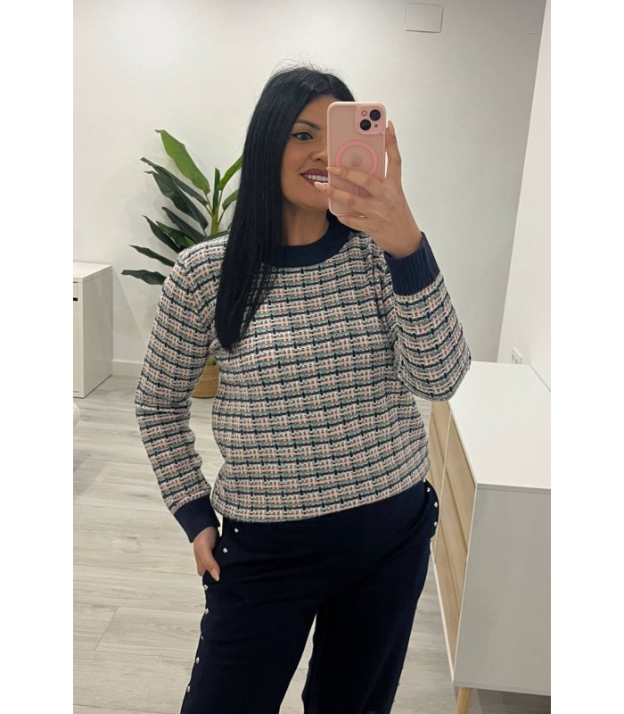 Jersey cuadritos chanel marino