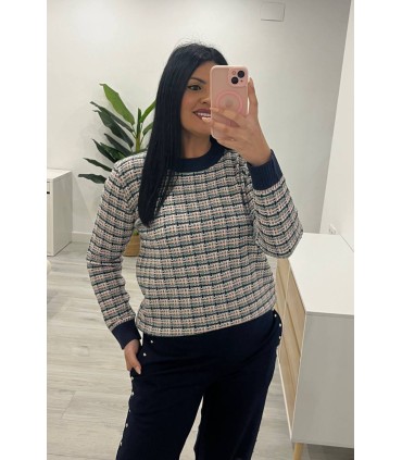Jersey cuadritos chanel marino
