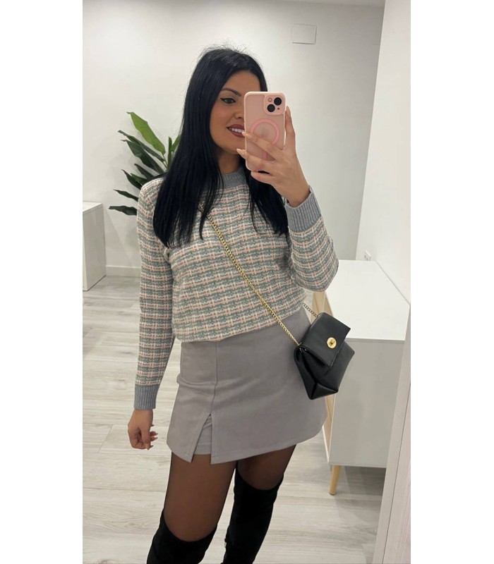 Jersey cuadritos chanel gris