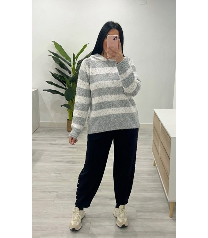 Pantalón algodón tachuelas negro