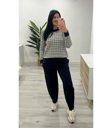 Pantalón algodón tachuelas marino