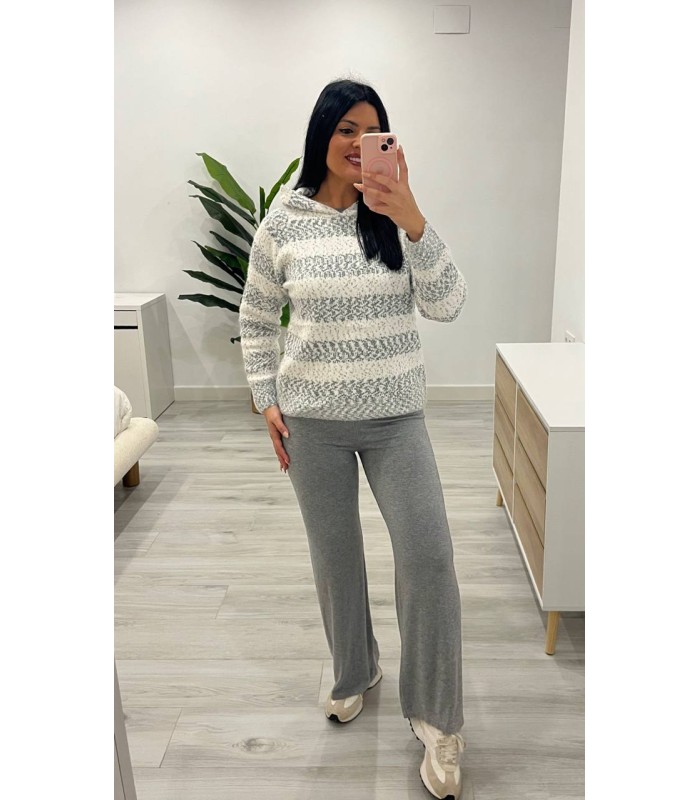Pantalón punto ancho gris