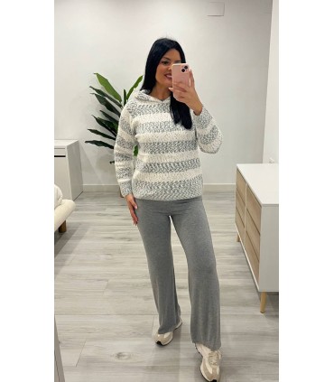 Pantalón punto ancho gris