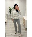 Pantalón punto ancho gris
