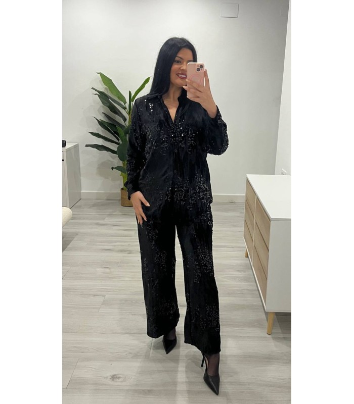 Conjunto lentejuela negro