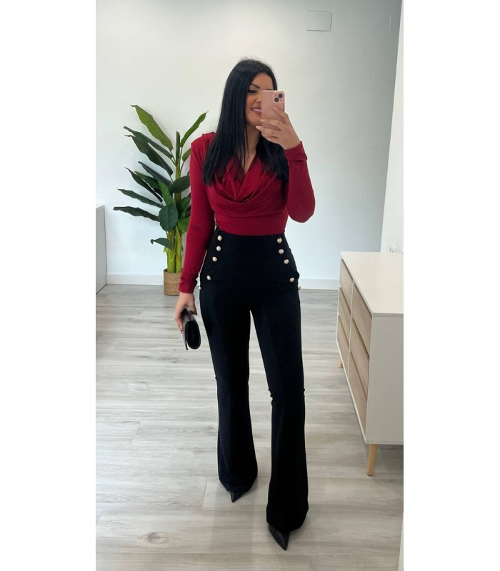 Pantalón botones negro