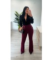 Pantalón botones burdeos