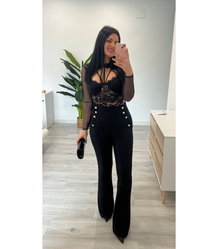 Body encajes negro