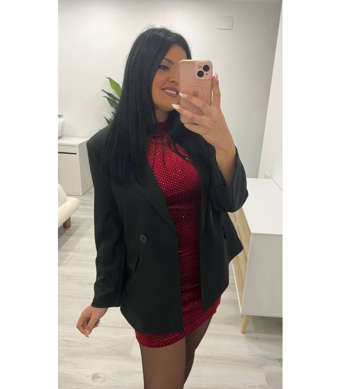 Vestido terciopelo plata rojo