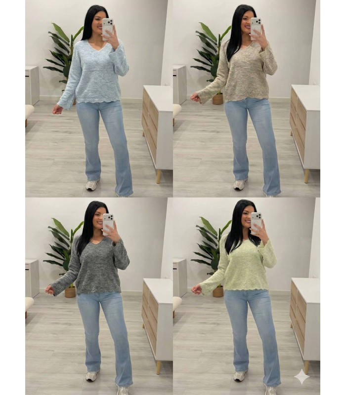 Jersey brocados manga acampanada