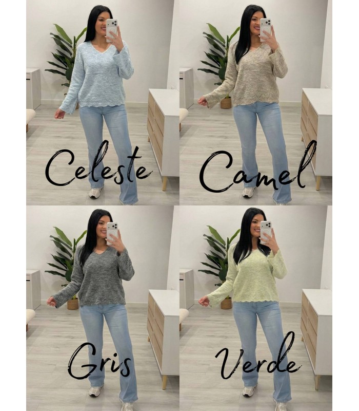 Jersey brocados manga acampanada