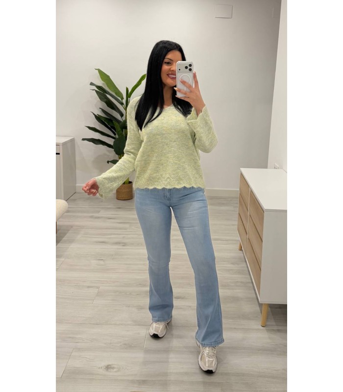 Jersey brocados manga acampanada