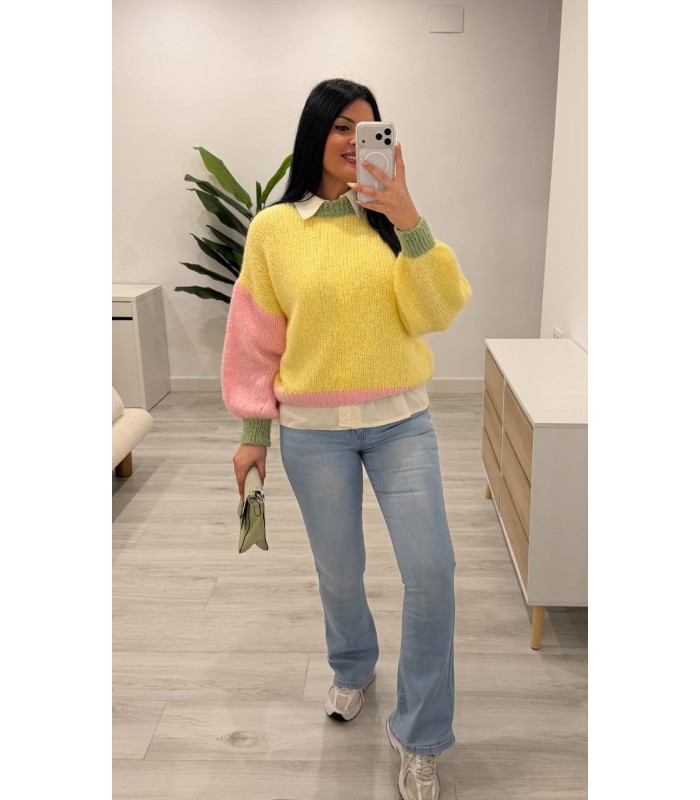 Jersey combinado amarillo