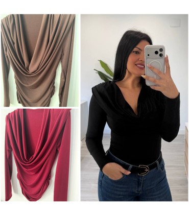 Blusa licra cuello caido