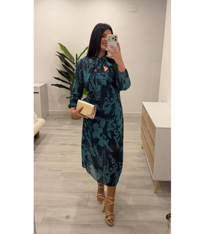 Vestido con capa Catia azul