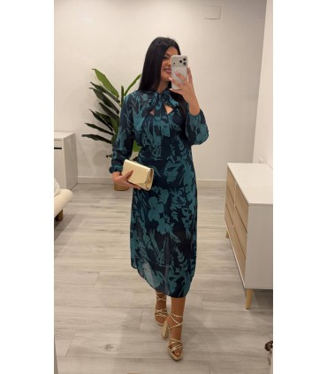 Vestido con capa Catia azul