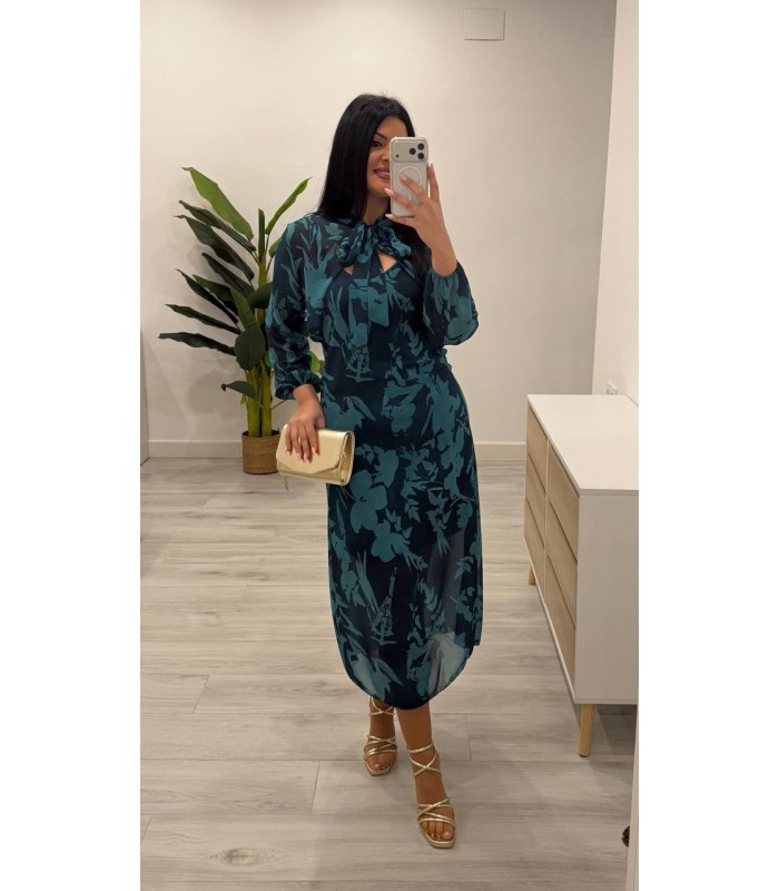 Vestido con capa Catia azul