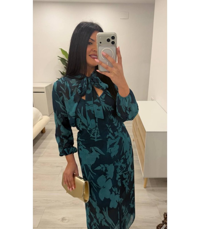 Vestido con capa Catia azul