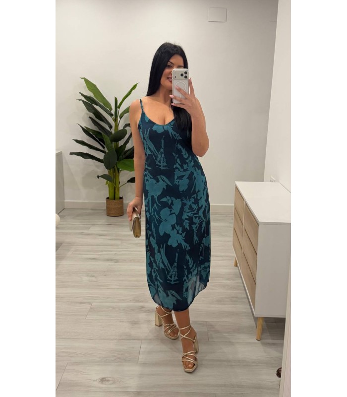 Vestido con capa Catia azul