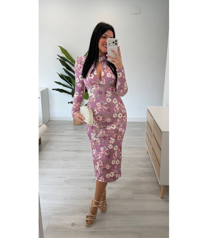 Vestido Jazmin rosa maquillaje