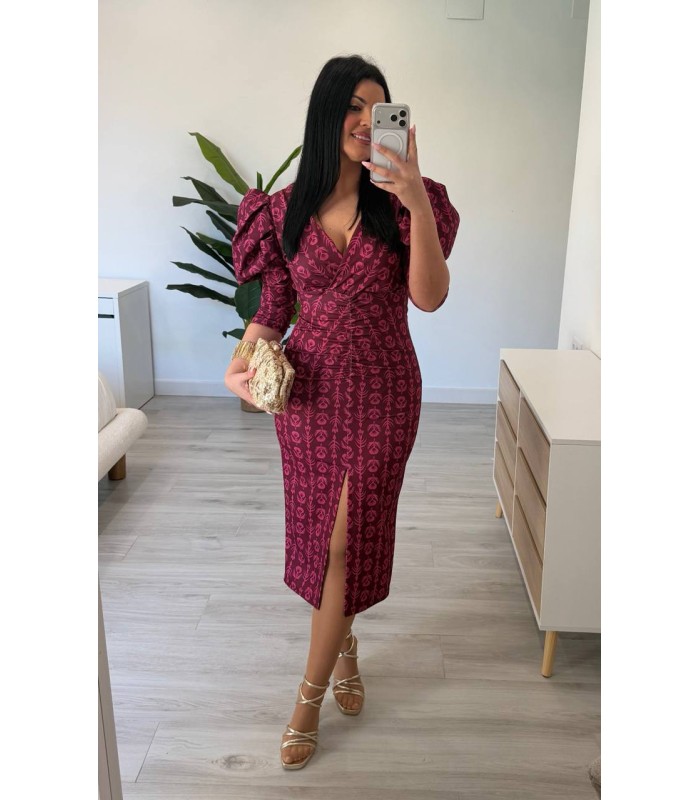 Vestido Lucía María buganvilla