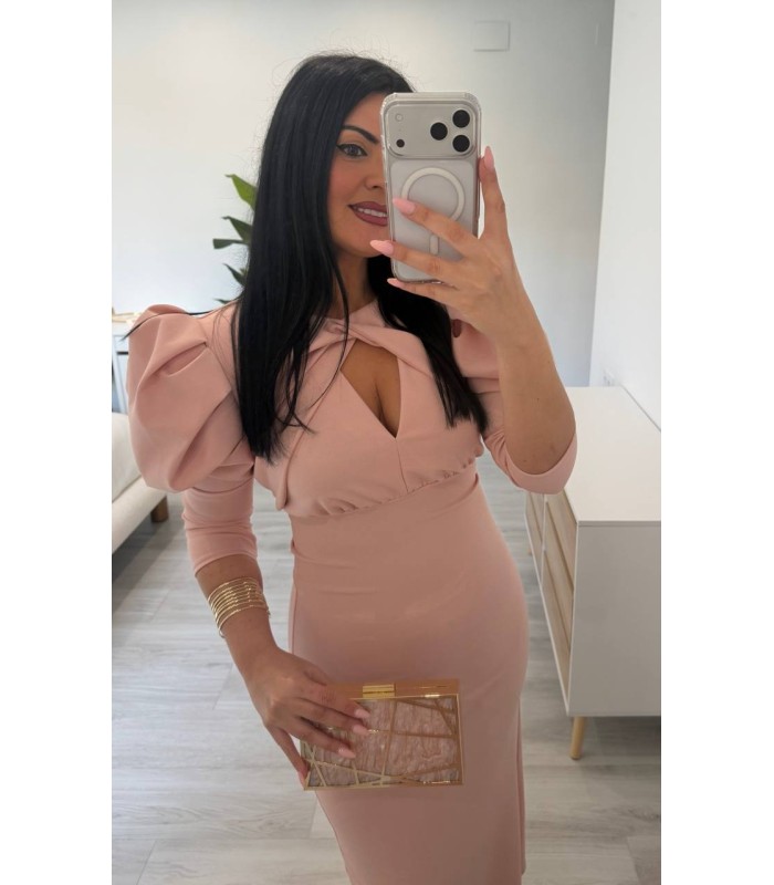 Vestido Carlota liso nude