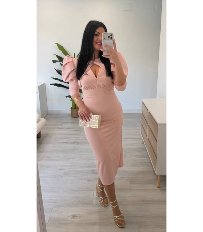 Vestido Carlota liso nude