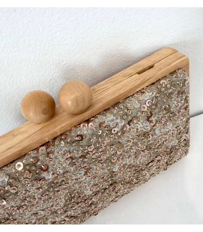 Bolso madera brillos