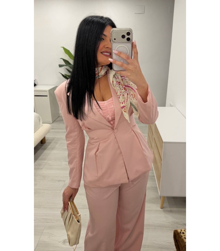 Traje chaqueta Diana rosa