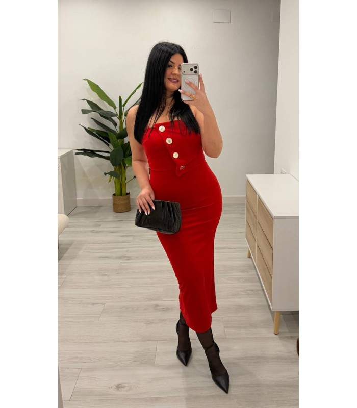 Vestido Rojo botones
