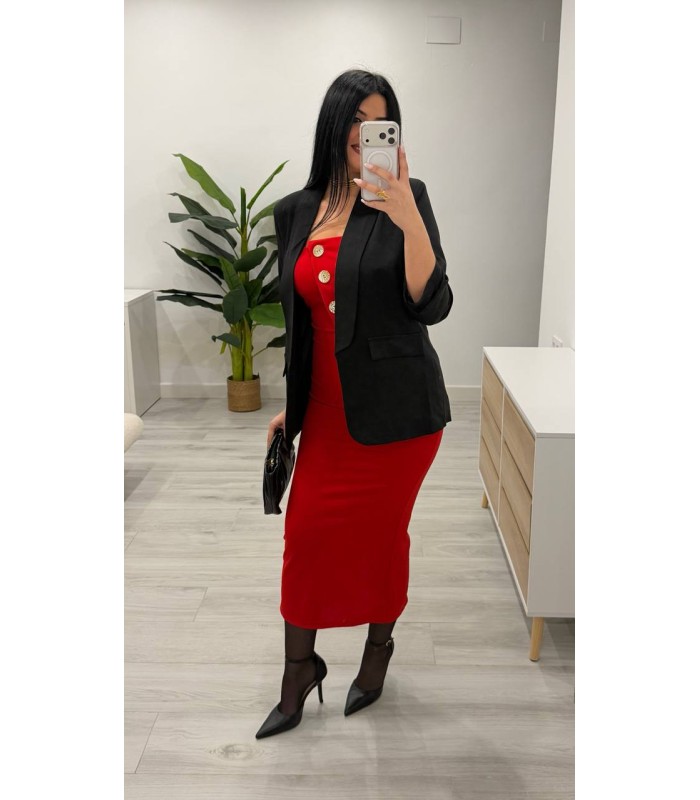 Vestido Rojo botones
