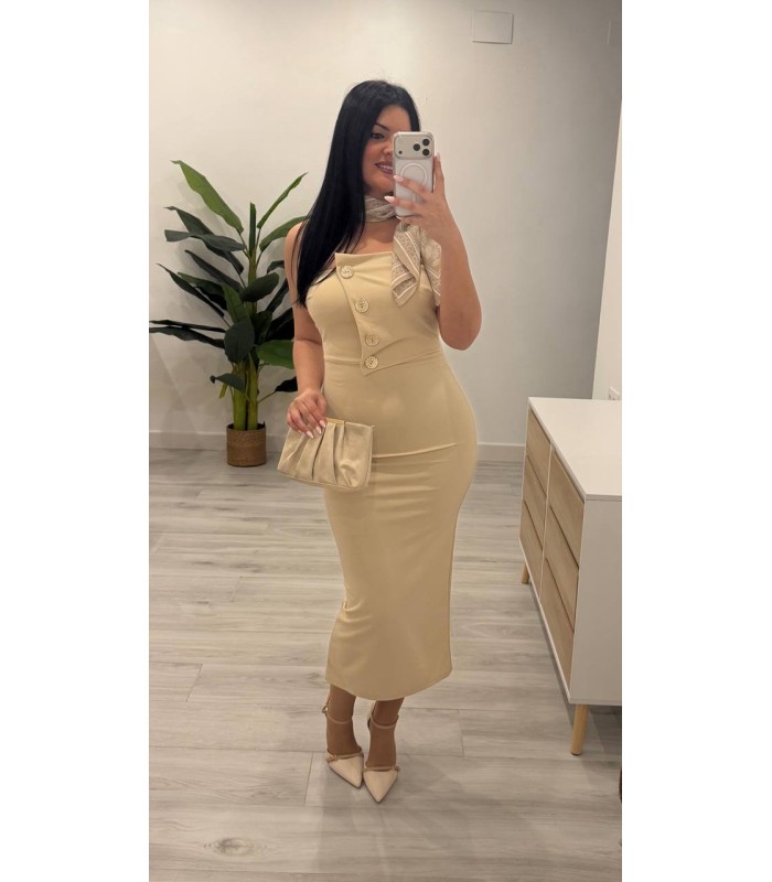 Vestido camel botones