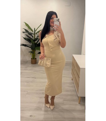 Vestido camel botones