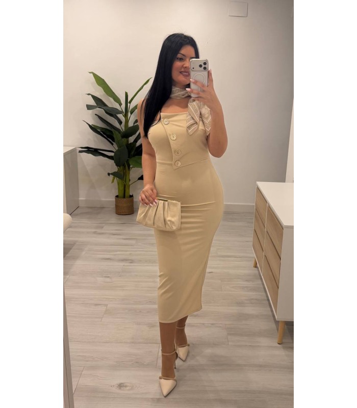 Vestido camel botones